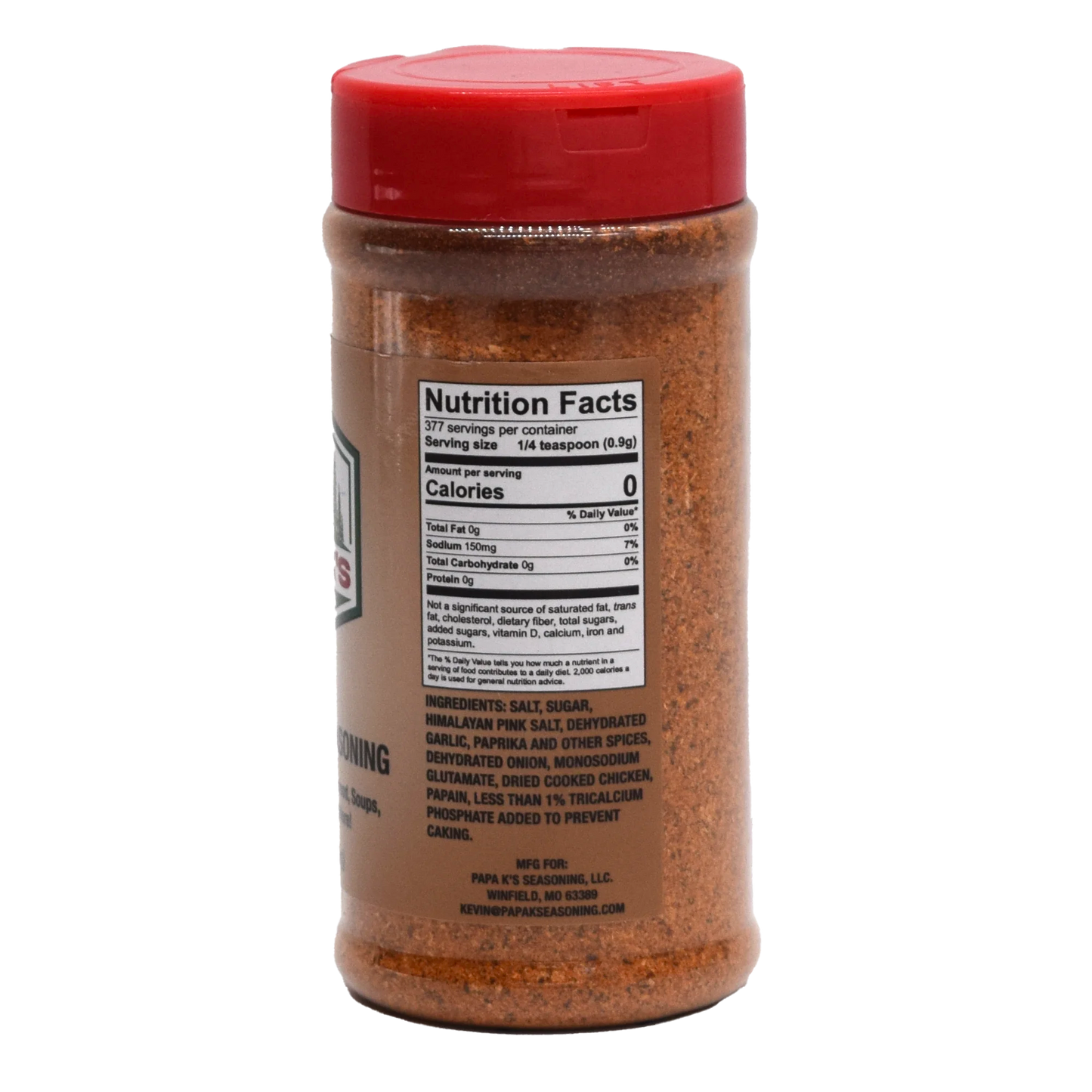 
                  
                    Papa K's Hot All Purpose Seasoning - Nutrient Label
                  
                