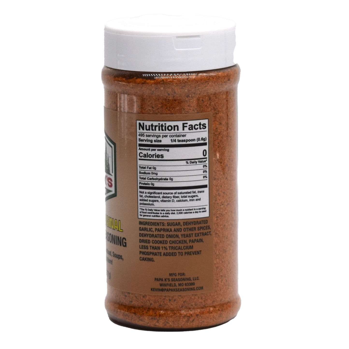 
                  
                    Papa K's Unsalted All Purpose Seasoning - Nutrient Label
                  
                